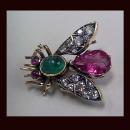 Suffragette colours Bee Brooch Diamond Gem Set C.1910