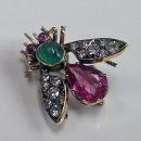 Suffragette colours Bee Brooch Diamond Gem Set C.1910