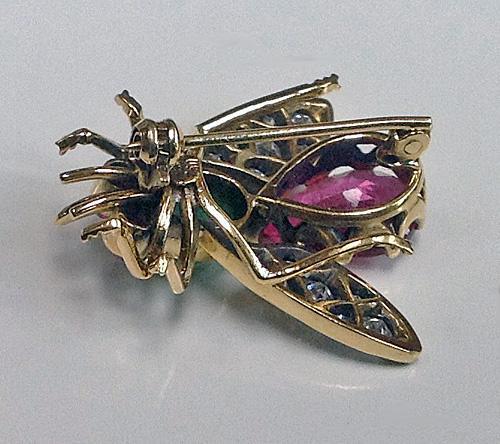 Suffragette colours Bee Brooch Diamond Gem Set C.1910