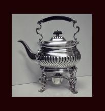 Hukin & Heath English Silver Georgian style Kettle on stand with burner, London 1895 42.75 oz!