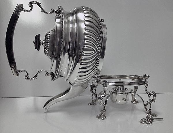 Hukin & Heath English Silver Georgian style Kettle on stand with burner, London 1895 42.75 oz!