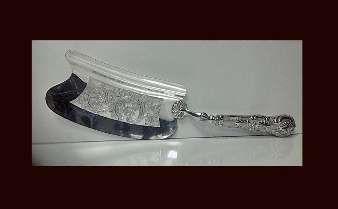 Large Dutch Silver Slice, date mark for 1841, 833 std, Rotterdam