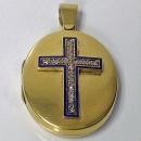 Antique Locket Cross, 18K Enamel and Diamond, English, C.1875