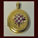 Antique Locket, 18K Ruby and Pearl, English, C.1875.