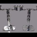 Archibald Knox Liberty Pewter and Enamel Candelabra, English C. 1902-1905