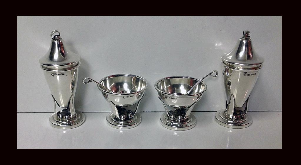 Sterling Condiment Set, Carl Poul Petersen, Montreal C.1930.