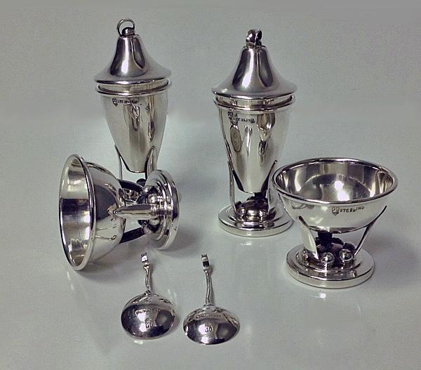 Sterling Condiment Set, Carl Poul Petersen, Montreal C.1930.