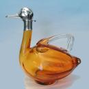 Glass and Silver Plate Duck Claret Jug, Austria C.1940 Altman New York.