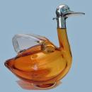Glass and Silver Plate Duck Claret Jug, Austria C.1940 Altman New York.