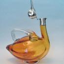 Glass and Silver Plate Duck Claret Jug, Austria C.1940 Altman New York.