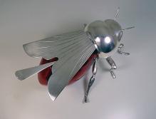 Rare English Silver plate and Ruby Glass Bee Honey Pot, C.1910