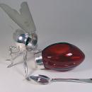 Rare English Silver plate and Ruby Glass Bee Honey Pot, C.1910
