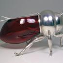 Rare English Silver plate and Ruby Glass Bee Honey Pot, C.1910