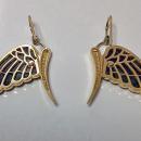 Pair of fine carved jade and diamond, 18K butterfly Earrings