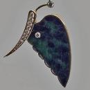 Pair of fine carved jade and diamond, 18K butterfly Earrings