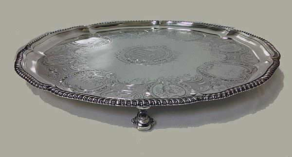 Robert Garrard Antique Silver Salver, London 1830 .