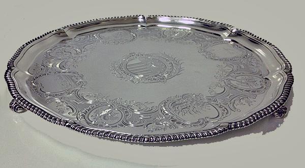Robert Garrard Antique Silver Salver, London 1830 .