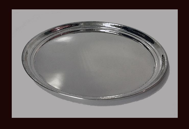 Art Deco hammered Silver Tray, Czechoslovakia C. 1920