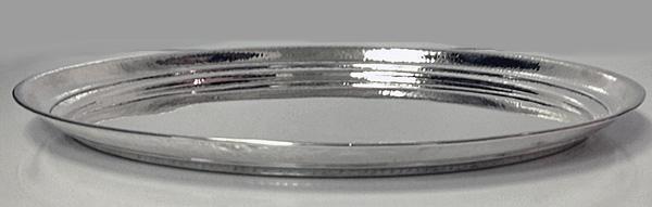 Art Deco hammered Silver Tray, Czechoslovakia C. 1920
