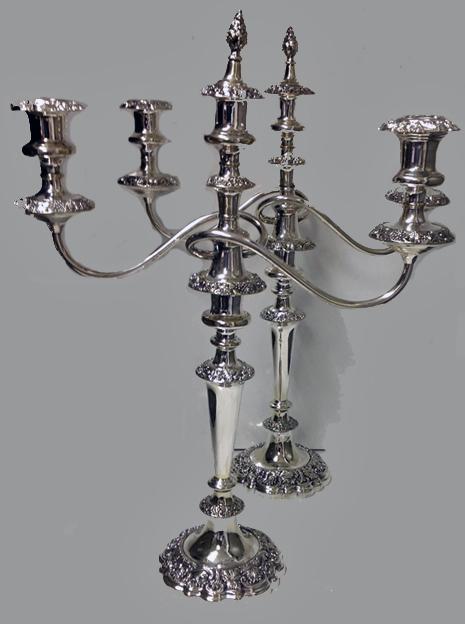 Pair of Antique Silver Plate Candelabra, English C.1860