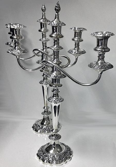 Pair of Antique Silver Plate Candelabra, English C.1860