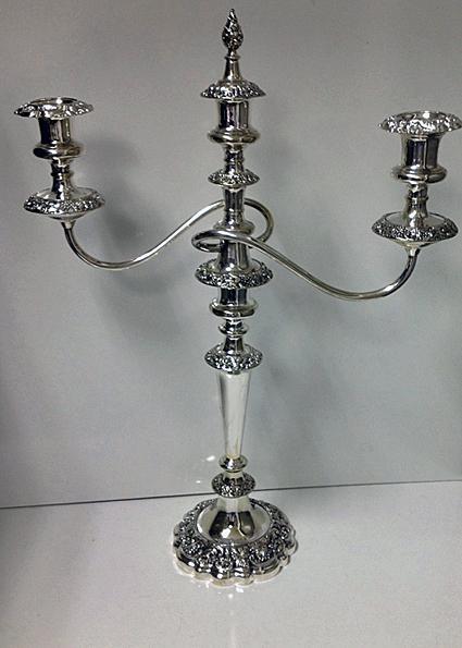 Pair of Antique Silver Plate Candelabra, English C.1860