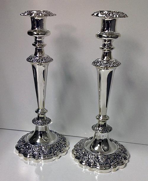 Pair of Antique Silver Plate Candelabra, English C.1860