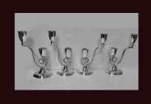 Rare set of 4 Juvento Lopez Reyes Sterling modernist Candelabra Mexico