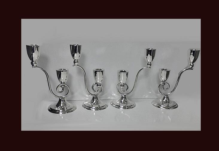 Rare set of 4 Juvento Lopez Reyes Sterling modernist Candelabra Mexico