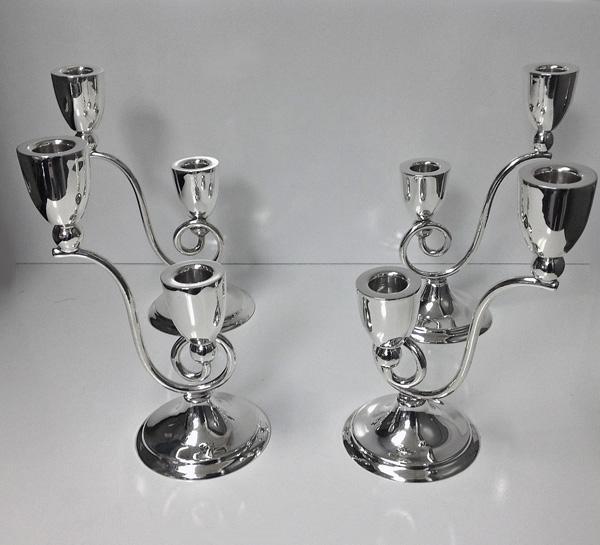 Rare set of 4 Juvento Lopez Reyes Sterling modernist Candelabra Mexico