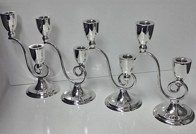 Rare set of 4 Juvento Lopez Reyes Sterling modernist Candelabra Mexico