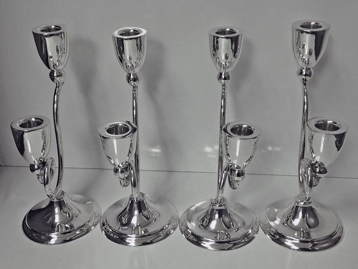 Rare set of 4 Juvento Lopez Reyes Sterling modernist Candelabra Mexico