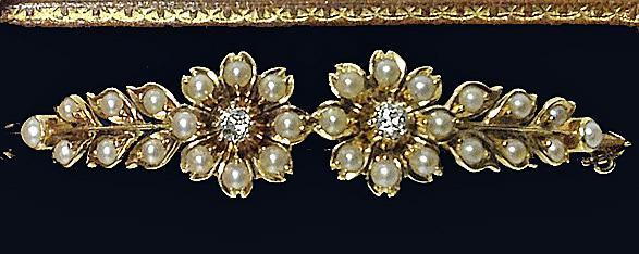 Antique Pearl and Diamond Bangle, English C.1900