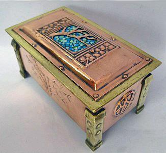 Arts and Crafts Enamel, Copper and Brass Box, C.1900