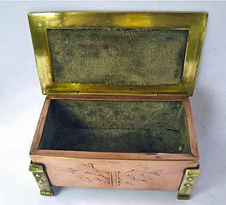 Arts and Crafts Enamel, Copper and Brass Box, C.1900