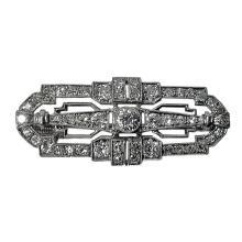 Art Deco Diamond Platinum Brooch, English C.1920.