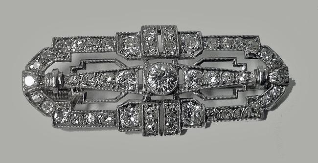 Art Deco Diamond Platinum Brooch, English C.1920.