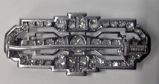 Art Deco Diamond Platinum Brooch, English C.1920.