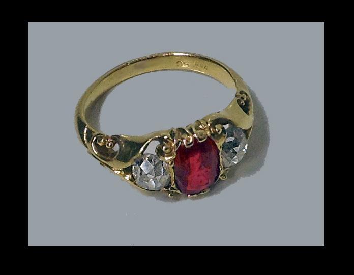 Fine Antique Ruby and Diamond 18K Ring, English C.1875