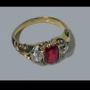 Fine Antique Ruby and Diamond 18K Ring, English C.1875