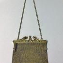 Art Nouveau Gold Diamond Pearl mesh link purse, C.1910.
