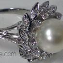 18K Pearl and Diamond cluster Ring.