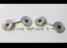 Sapphire, Gold mother of pearl double sided cufflinks, C.1930