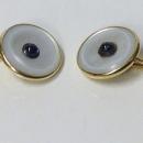 Sapphire, Gold mother of pearl double sided cufflinks, C.1930