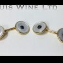 Sapphire, Gold mother of pearl double sided cufflinks, C.1930