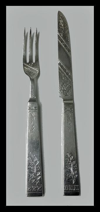Unusual pattern Martin Hall Fruit Dessert Set, Reg Patent C.1855
