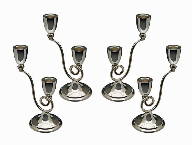 Rare set of 4 Juvento Lopez Reyes Sterling modernist Candelabra Mexico