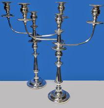 Pair of Antique Old Sheffield Plate Candelabra, English C.1810.