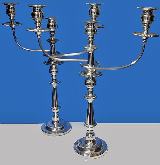 Pair of Antique Old Sheffield Plate Candelabra, English C.1810.