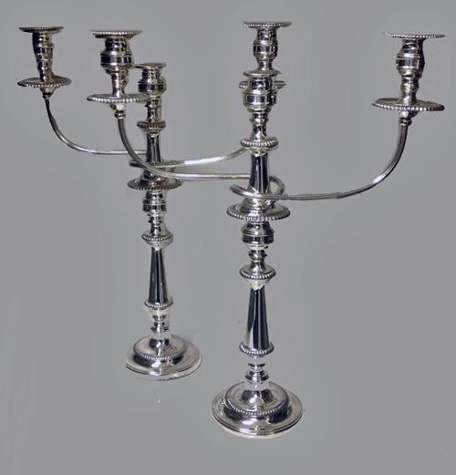 Pair of Antique Old Sheffield Plate Candelabra, English C.1810.